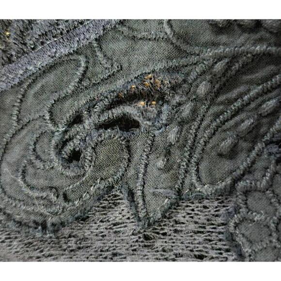 Free People Womens Size Small/Petite Black Ruffle Lace Tunic Top Boho Chic - Picture 6 of 13